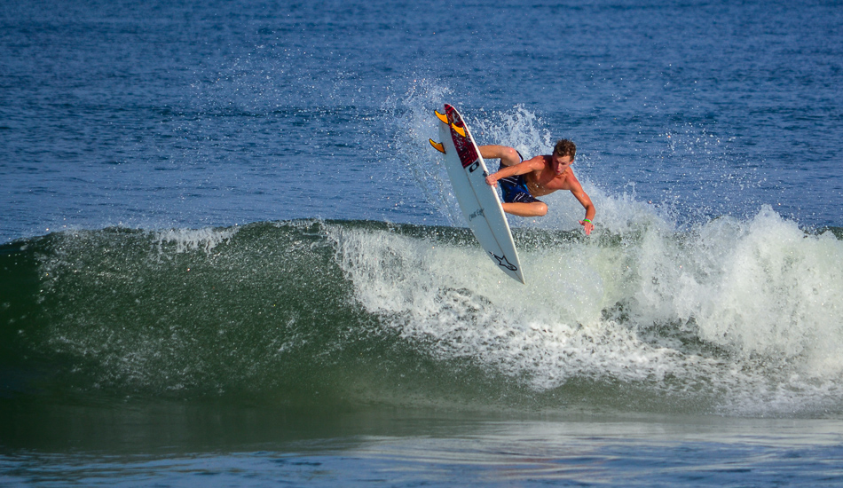 One of the Outer Bank\'s young local super stars, Morgan Leavel, prepares for an imminent hurricane swell by boosting a few solid airs a day or so ahead of the storm swell.